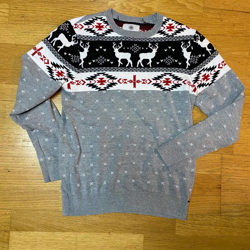 Urban Outfitters On the Byas Reindeer Aztec Holiday Sweater